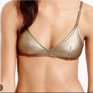 J. Crew Metallic Gold French Bikini Top S